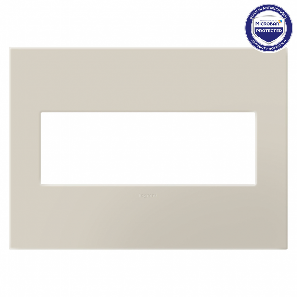 adorne Oatmeal Three-Gang Screwless Wall Plate with Microban