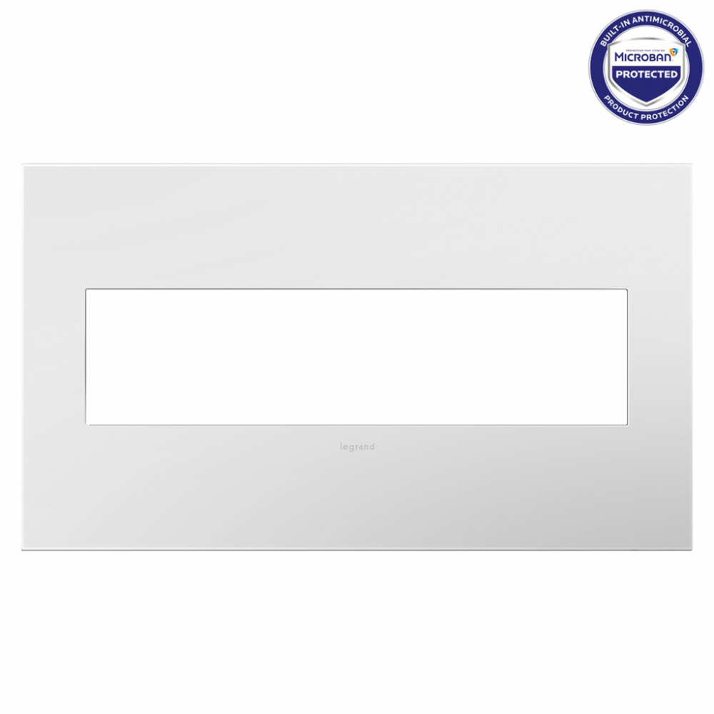 adorne Matte White Four-Gang Screwless Wall Plate with Microban