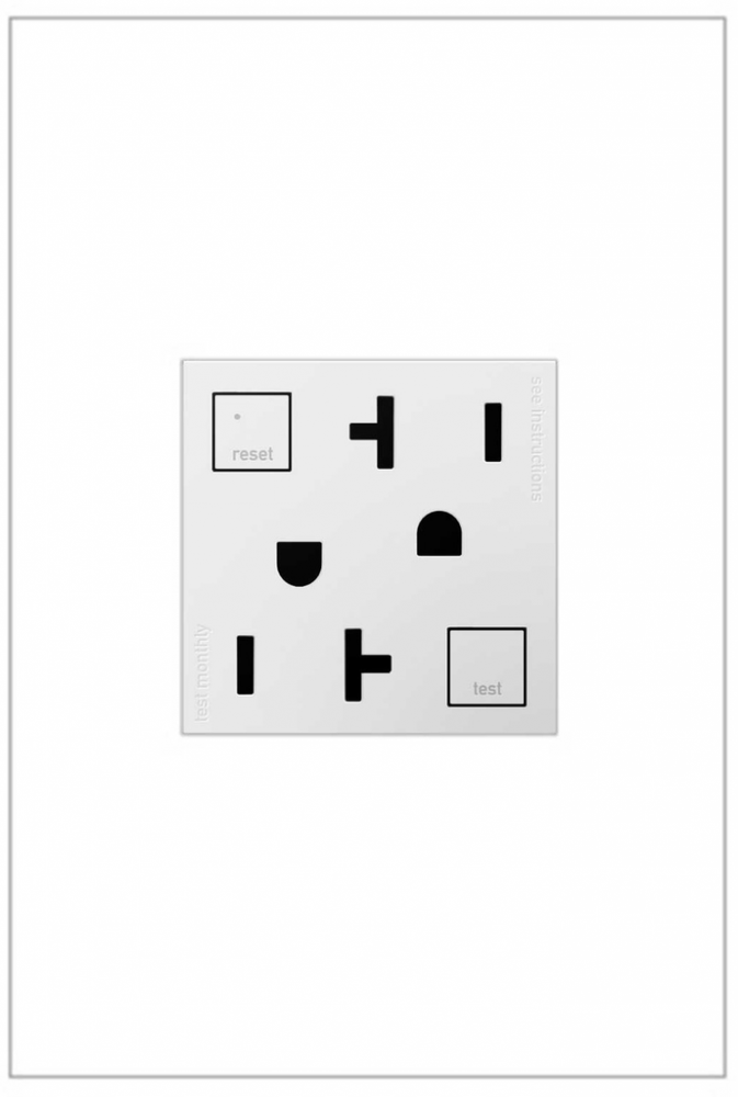 adorne Tamper-Resistant 20A Duplex Self-Test GFCI Receptacles, White