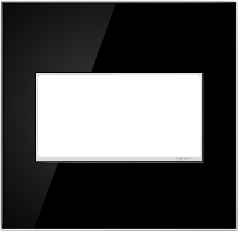 adorne Mirror Black Two-Gang Screwless Wall Plate