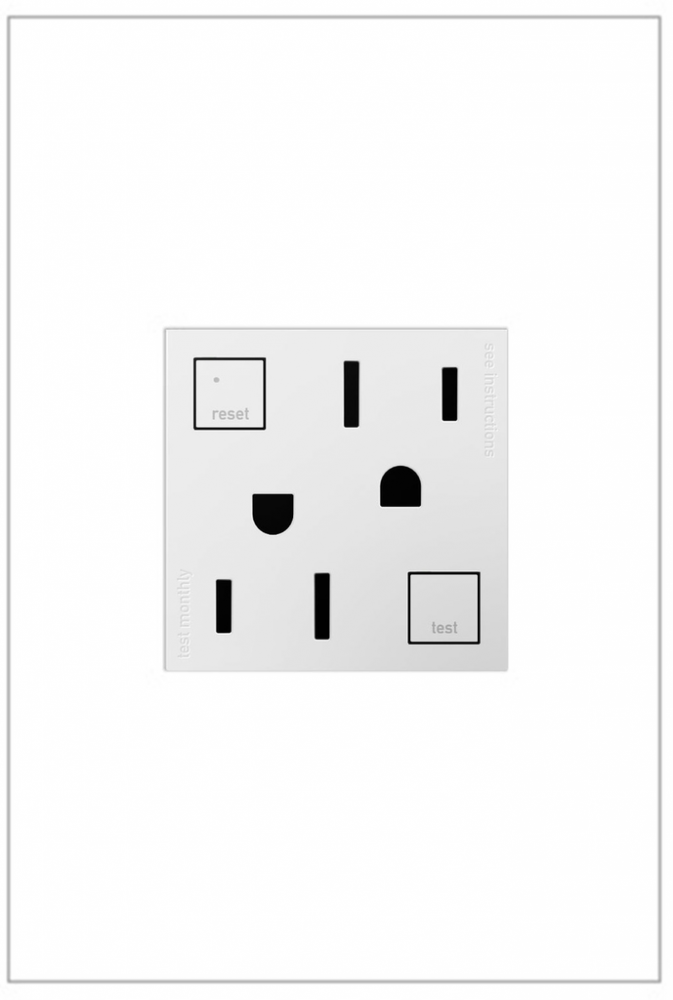 adorne Tamper-Resistant 15A Duplex Self-Test GFCI Receptacles, White