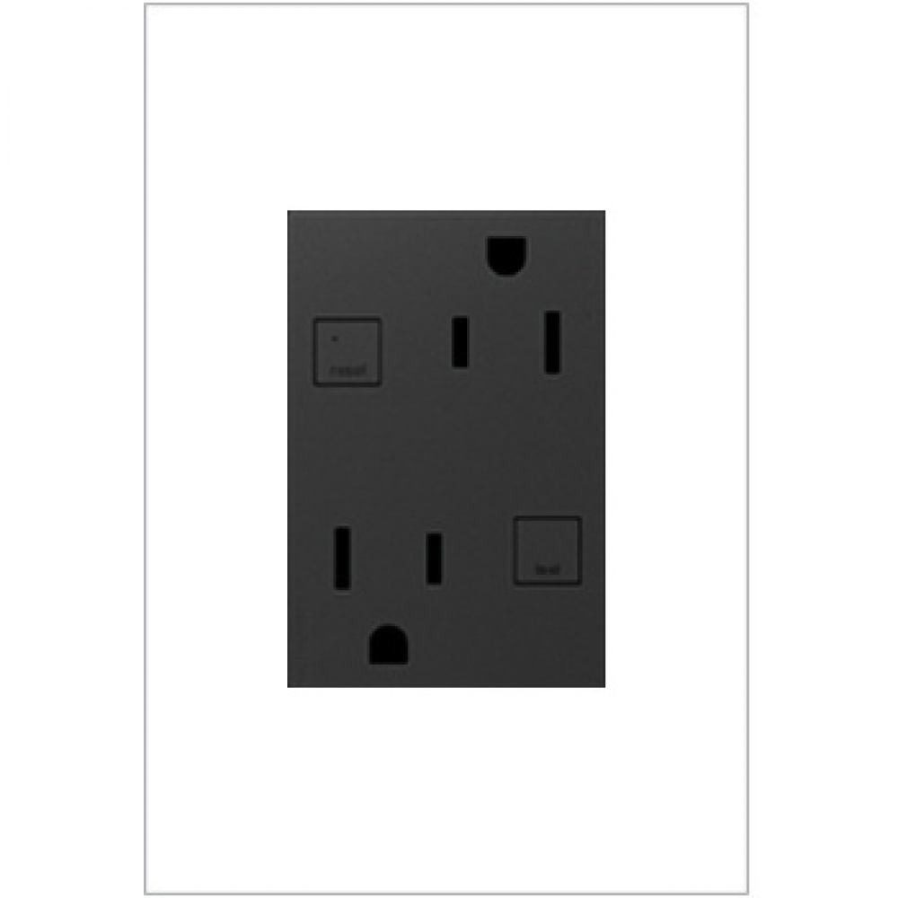 adorne Plus Size Tamper-Resistant 15A Duplex Self-Test GFCI Receptacles, Graphite