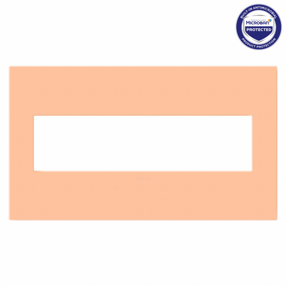 adorne Peachy Four-Gang Screwless Wall Plate with Microban