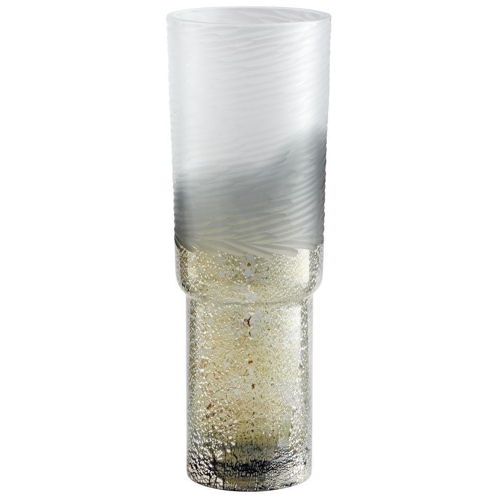 Canyonland Vase Clear And Guilded Silver - Tall