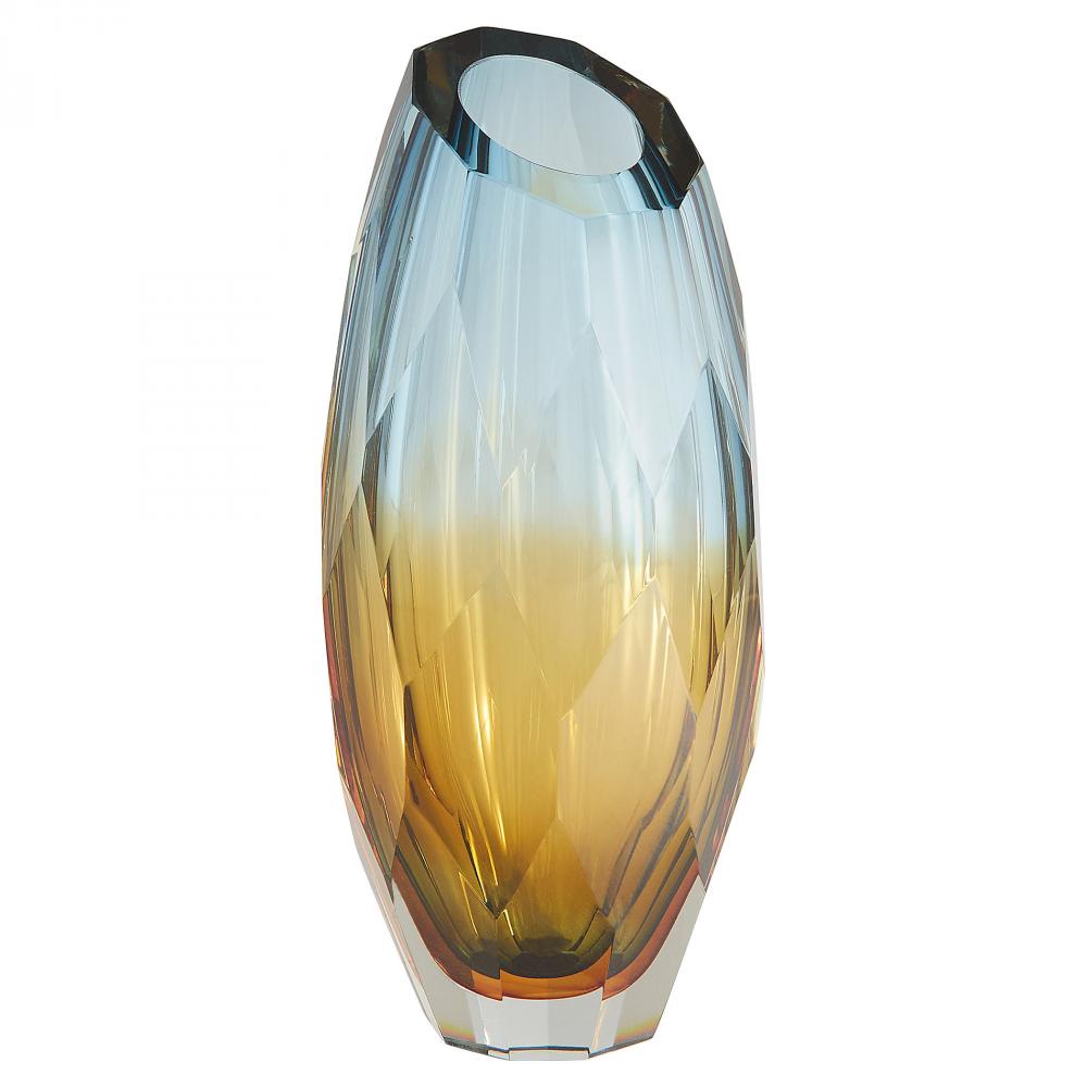 Alba Vase Blue Amber Orange - Tall