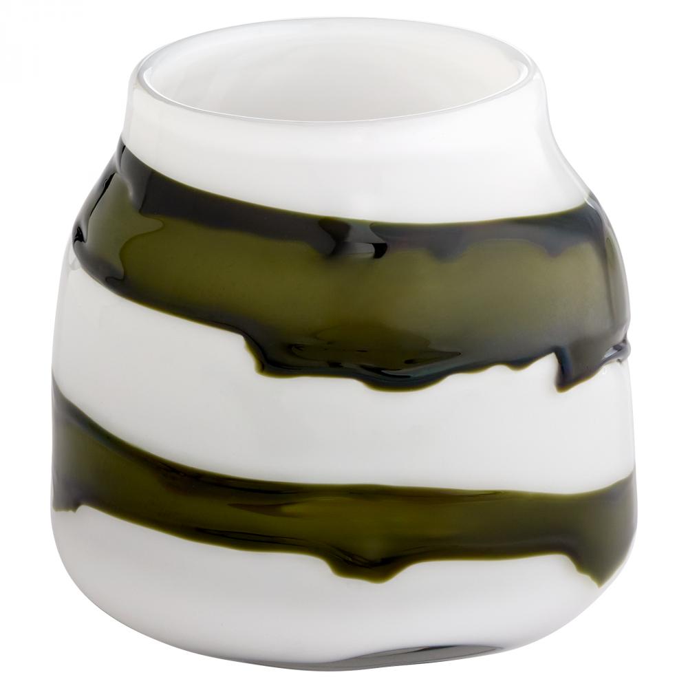 Denali Vase Iridescent White Green - Small