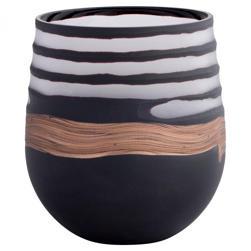 Midnight Road Vase Black Clear Copper - Medium