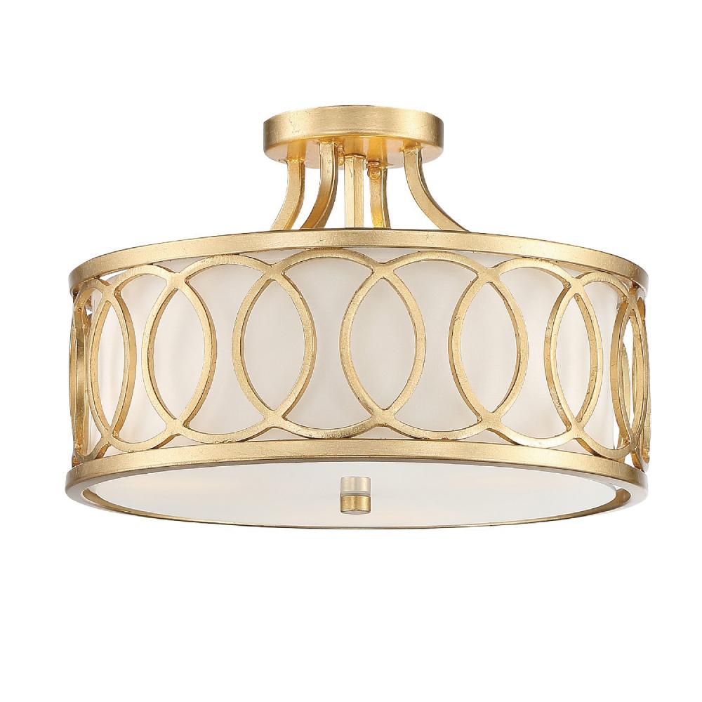 Libby Langdon for Crystorama Graham 3 Light Antique Gold Semi Flush Mount