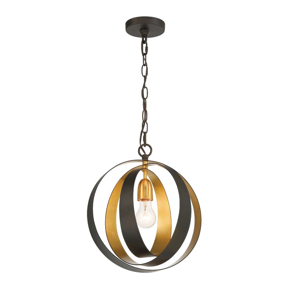 Luna 1 Light English Bronze + Antique Gold Sphere Mini Pendant