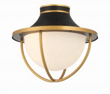 Crystorama ATL-700-MK-TG - Atlas 2 Light Matte Black + Textured Gold Outdoor Semi Flush Mount