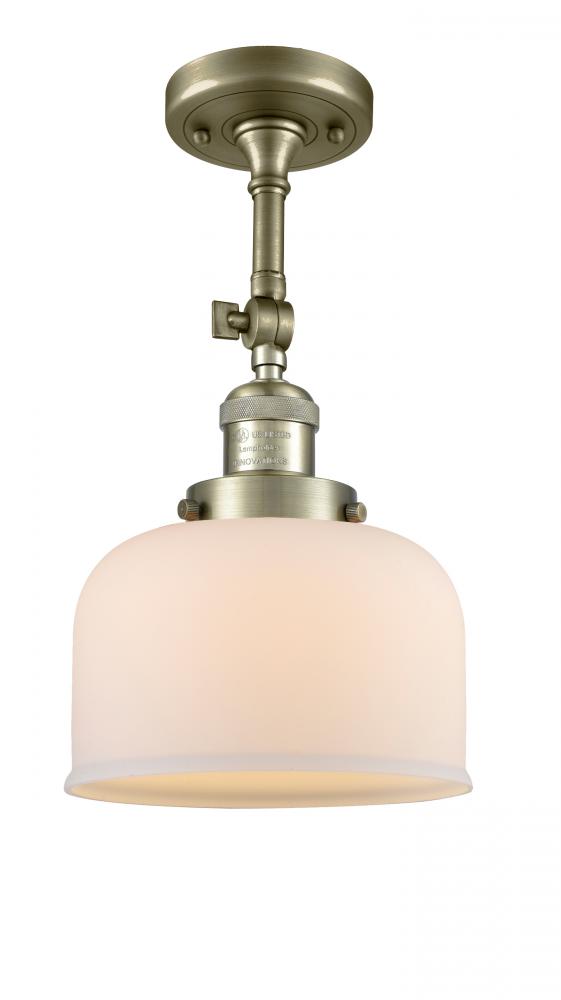 Bell - 1 Light - 8 inch - Antique Brass - Adjustable Semi-Flush Mount