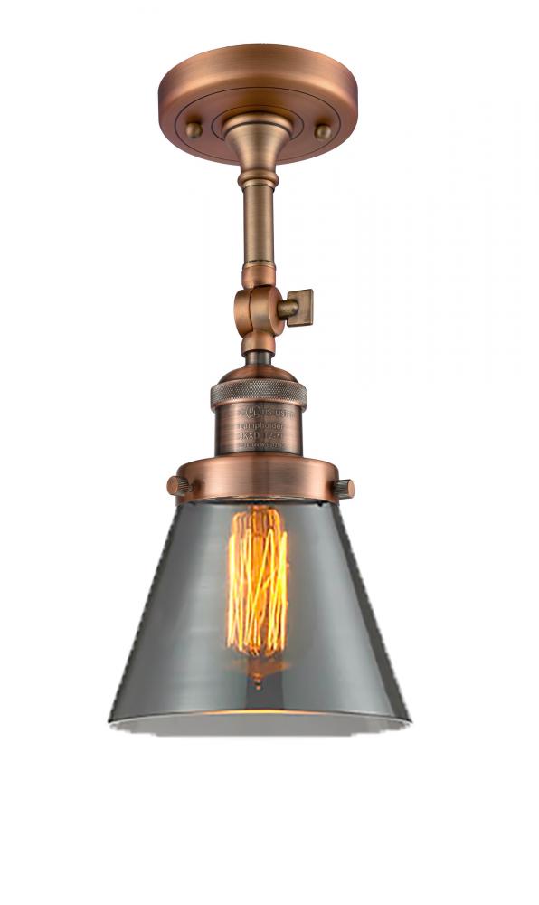 Cone - 1 Light - 6 inch - Antique Copper - Adjustable Semi-Flush Mount