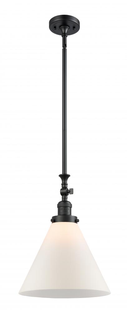 Cone - 1 Light - 12 inch - Matte Black - Stem Hung - Adjustable Mini Pendant
