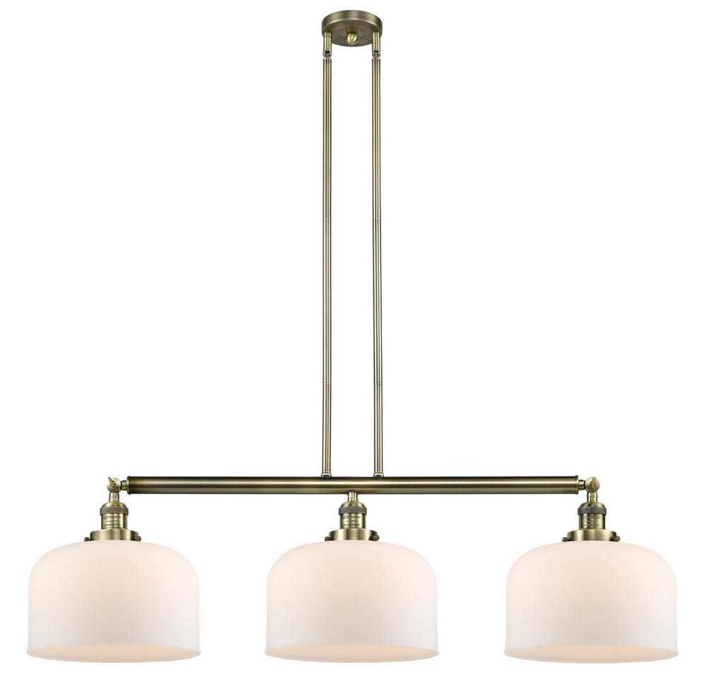 Bell - 3 Light - 42 inch - Antique Brass - Stem Hung - Adjustable Island Light