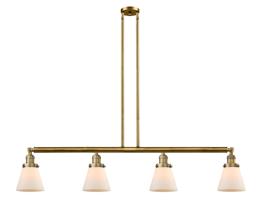 Cone - 4 Light - 51 inch - Brushed Brass - Stem Hung - Adjustable Island Light