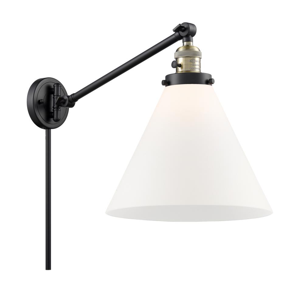 Cone - 1 Light - 12 inch - Black Antique Brass -Adjustable Swing Arm