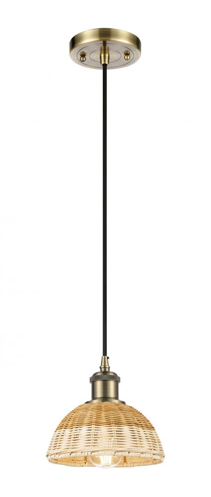 Bristol Natural II - 1 Light - 8 inch - Antique Brass - Cord hung - Mini Pendant