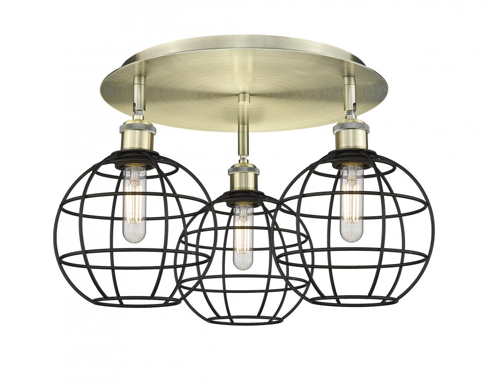 Lake Placid - 3 Light - 20 inch - Antique Brass - Flush Mount