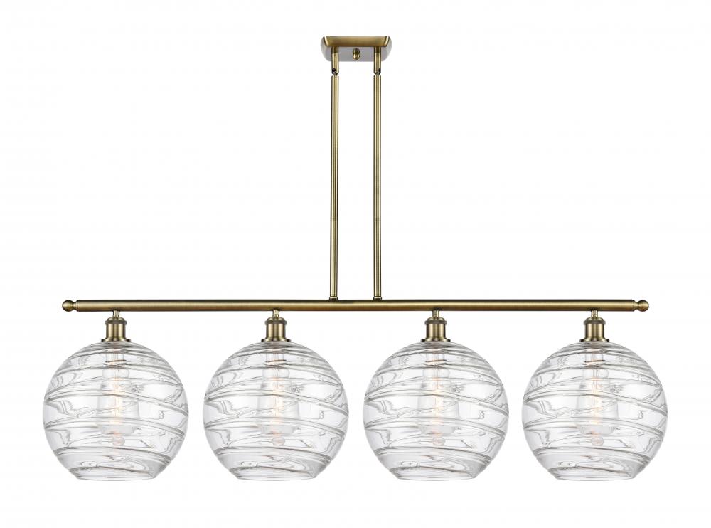 Athens Deco Swirl - 4 Light - 50 inch - Antique Brass - Cord hung - Island Light
