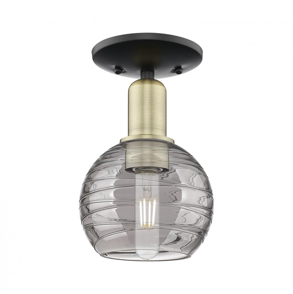 Athens Deco Swirl - 1 Light - 6 inch - Antique Copper - Semi-Flush Mount