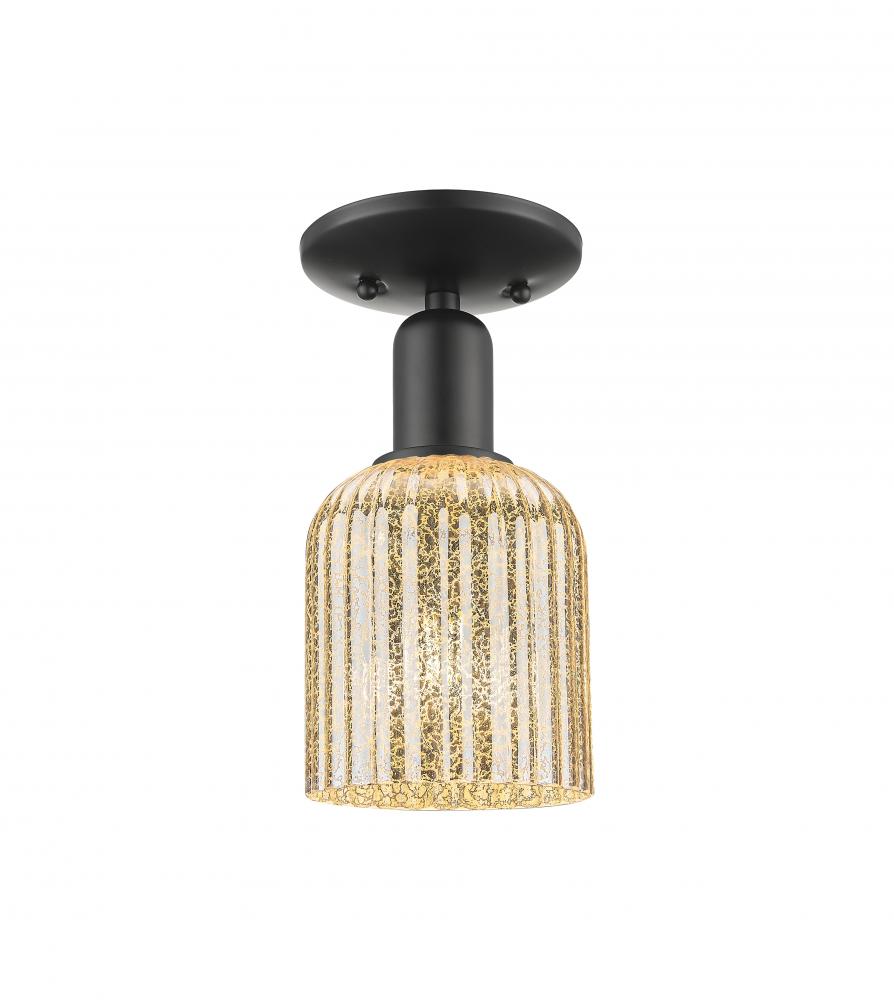 Bridal Veil - 1 Light - 6 inch - Matte Black - Semi-Flush Mount