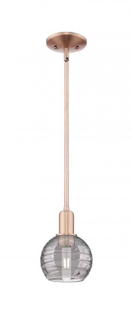 Athens Deco Swirl - 1 Light - 6 inch - Antique Copper - Mini Pendant