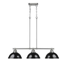 Golden 3602-3LP PW-BK - Duncan Small Pendant with Rod in Chrome with Matte Navy