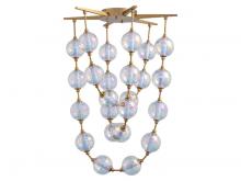 Golden 9013-34 BCB - Pearla 34" LED Pendant in Brushed Champagne Bronze with Iridescent Glass Shade