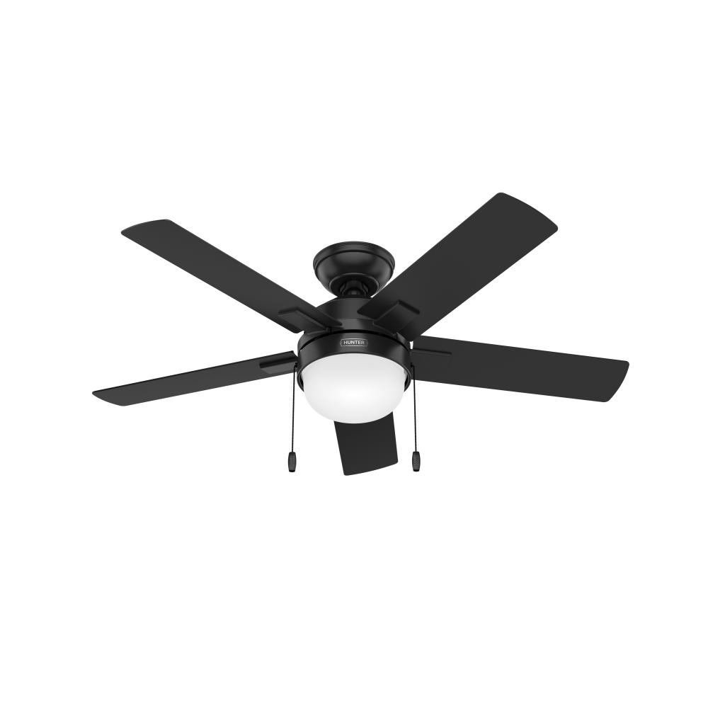 Hunter 44 inch Zeal Matte Black Ceiling Fan with LED Light Kit and Pull Chain