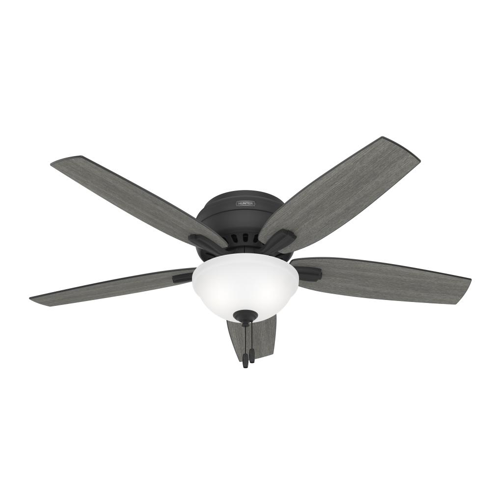 Hunter 52 inch Newsome Matte Black Low Profile Ceiling Fan with LED Light Kit and Pull Chain