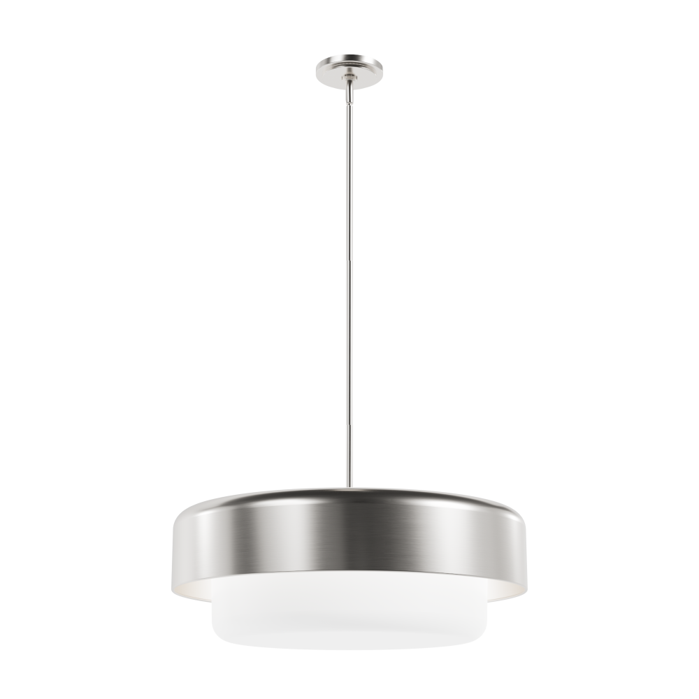 Hunter Station Brushed Nickel with Frosted Cased White Glass 4 Light Pendant Ceiling Light Fixture