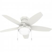 Hunter 51224 - Hunter 44 inch Lilliana Fresh White Low Profile Ceiling Fan with LED Light Kit and Pull Chain
