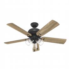 Hunter 52381 - Hunter 52 inch Shady Grove Matte Black Ceiling Fan with LED Light Kit and Pull Chain