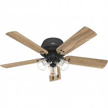 Hunter 52378 - Hunter 52 inch Shady Grove Matte Black Low Profile Ceiling Fan with LED Light Kit and Pull Chain