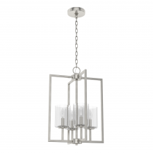 Hunter 19539 - Hunter Kerrison Brushed Nickel with Seeded Glass 4 Light Pendant Ceiling Light Fixture