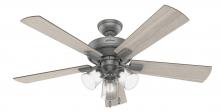 Hunter 51019 - Hunter 52 inch Crestfield Matte Silver Ceiling Fan with LED Light Kit and Pull Chain