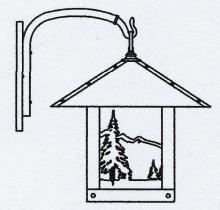 Arroyo Craftsman TRB-16MNCR-BK - 16" timber ridge wall bracket with mountain filigree