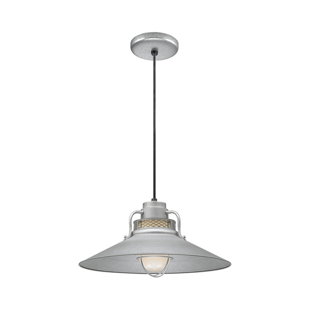 R Series 1-Light Cord Hung Railroad Shade Galvanized