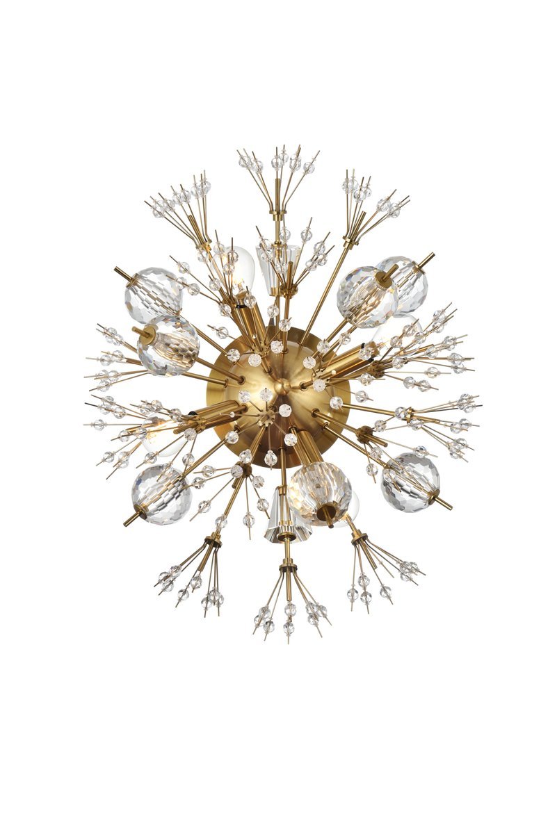 Vera 19 Inch Crystal Starburst Wall Sconce in Gold