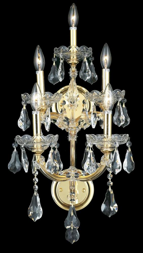 Maria Theresa 5 Light Gold Wall Sconce Clear Royal Cut Crystal