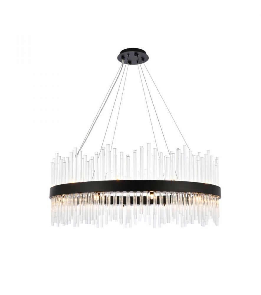 Dallas 36 Inch Round Crystal Pendant in Black