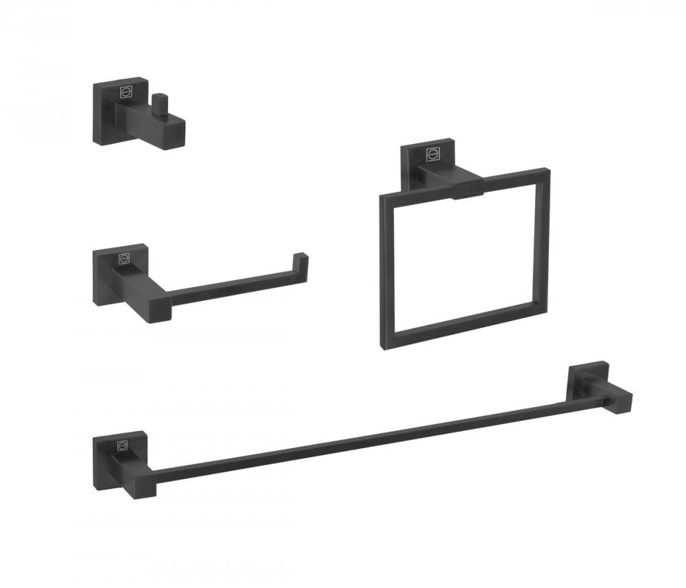 Bathroom hardware set 24"x2.7+6.6"x3.1"+2.7"x2.2"+7.8"x5.9 matte black
