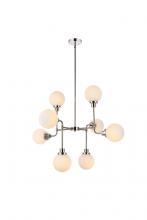 Elegant LD7038D36PN - Hanson 8 Lights Pendant in Polished Nickel with Frosted Shade