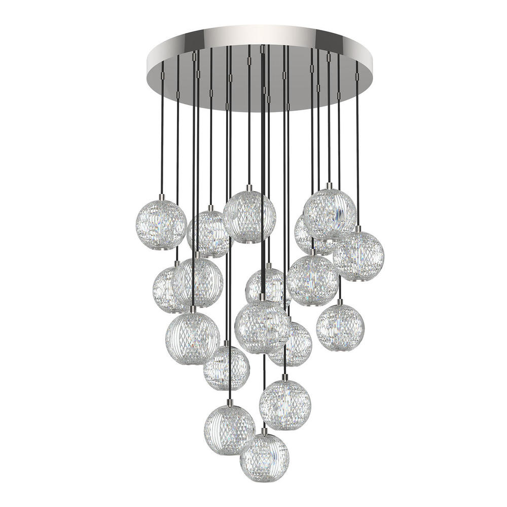 Marni 18 Head Polished Nickel LED Multi Pendant