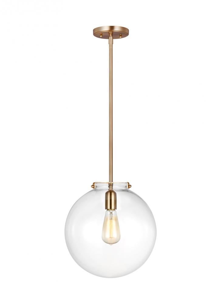 Kate transitional 1-light indoor dimmable sphere ceiling hanging single pendant light in satin brass