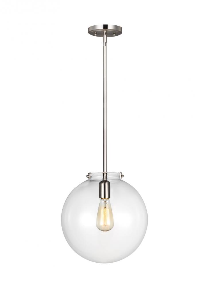 Kate transitional 1-light indoor dimmable sphere ceiling hanging single pendant light in brushed nic
