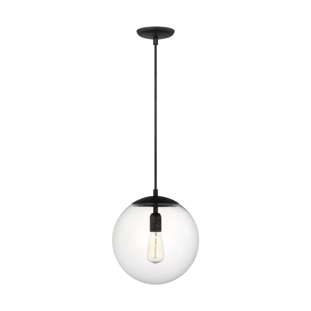 Leo - Hanging Globe Large One Light Pendant with Clear Seeded Glass