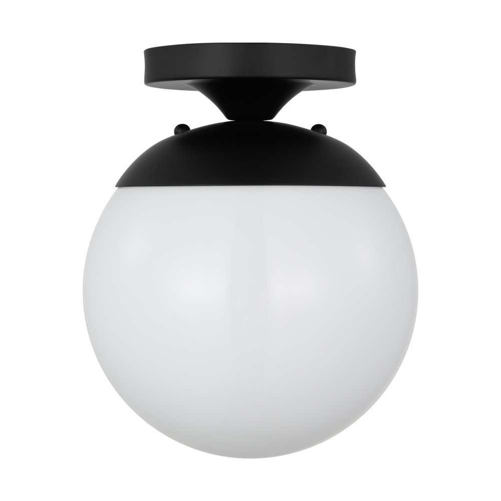 Leo - Hanging Globe One Light Wall / Ceiling Semi-Flush Mount with White Glass