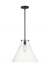Visual Comfort & Co. Studio Collection 6592101-112 - Kate transitional 1-light indoor dimmable cone ceiling hanging single pendant light in midnight blac
