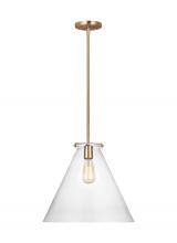 Visual Comfort & Co. Studio Collection 6592101-848 - Kate transitional 1-light indoor dimmable cone ceiling hanging single pendant light in satin brass g
